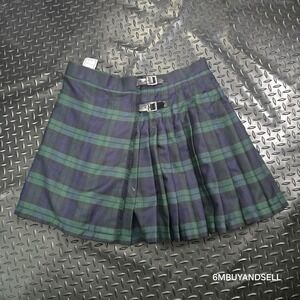 Highland Redstone Tartan Kilt Polyviscose Blue Green‎ Plaid Scottish Size 34-36
